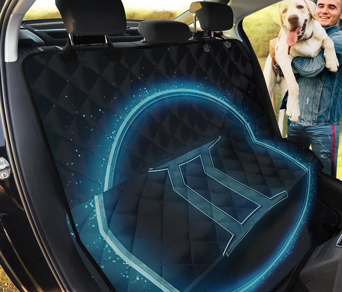 Blue Gemini Zodiac Sign Print Pet Car Back Seat Cover