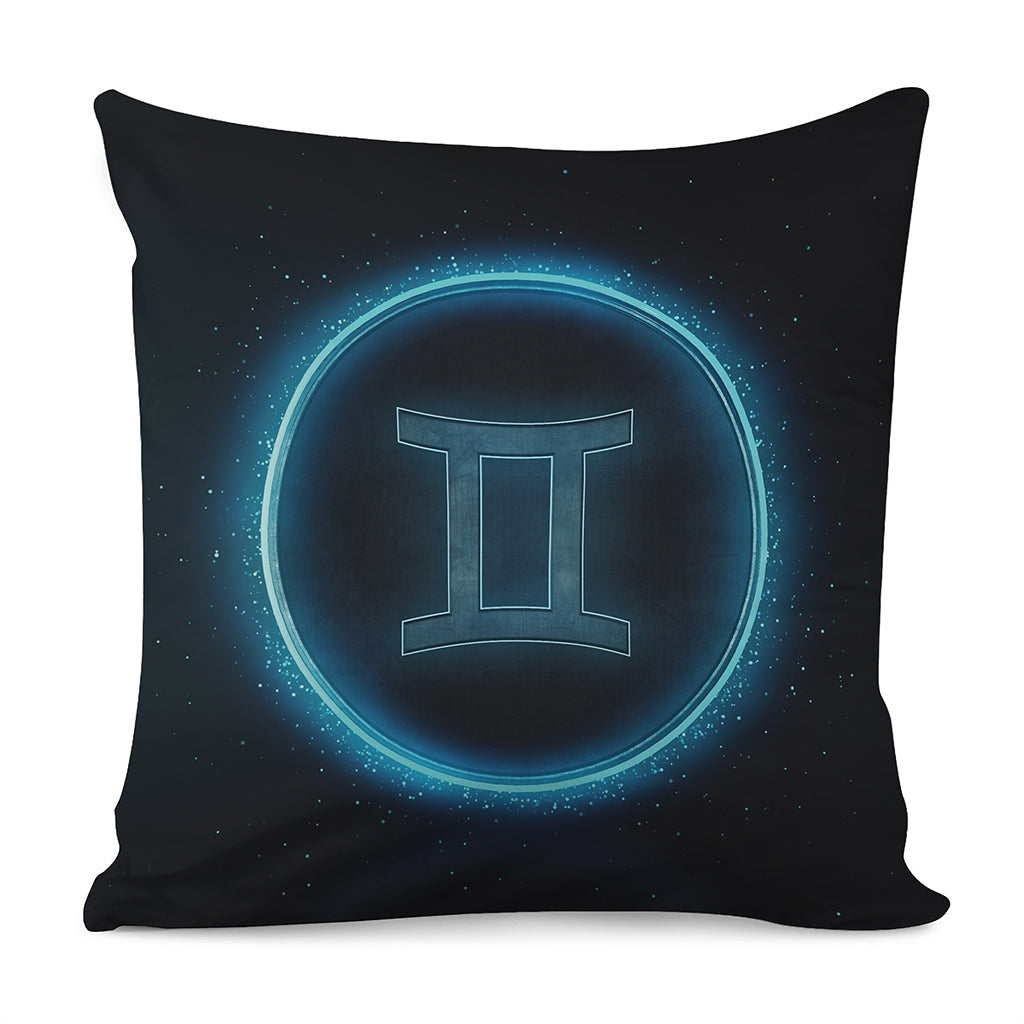 Blue Gemini Zodiac Sign Print Pillow Cover