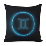 Blue Gemini Zodiac Sign Print Pillow Cover