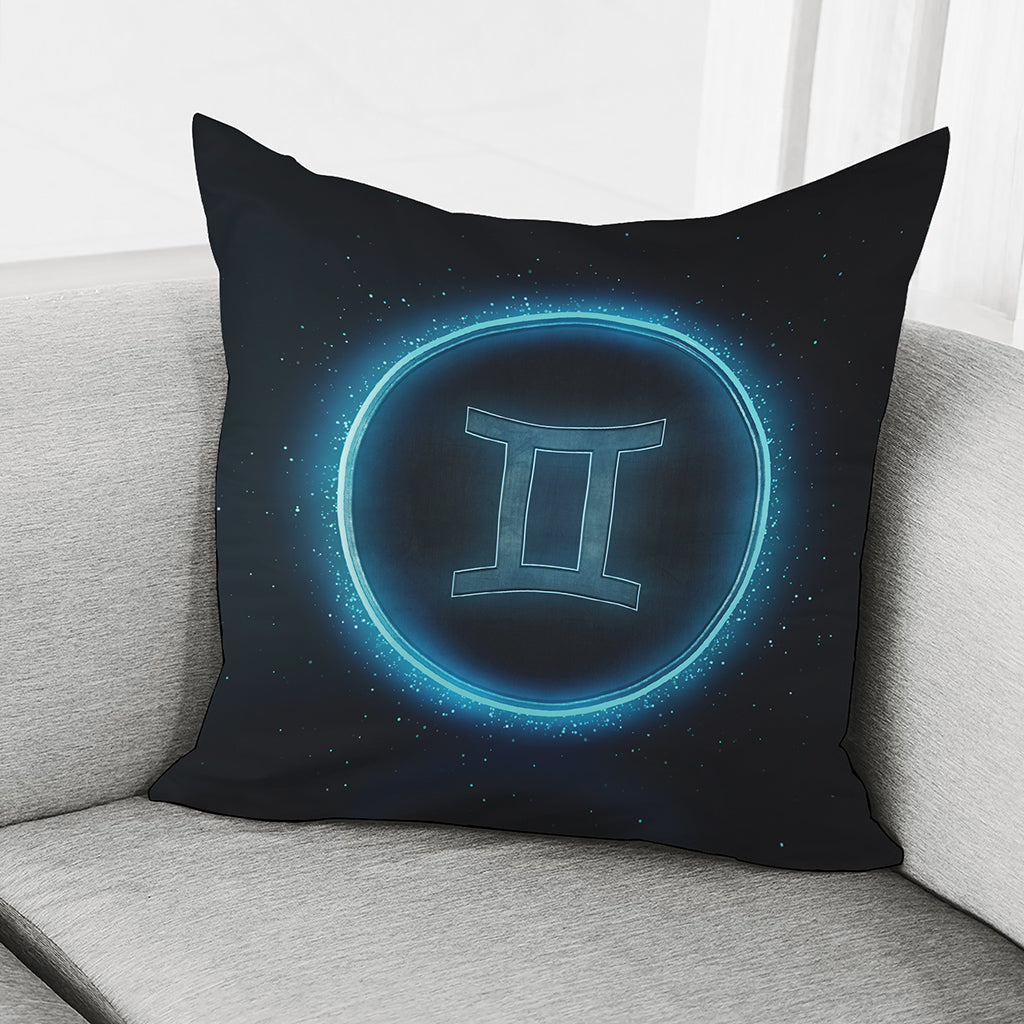 Blue Gemini Zodiac Sign Print Pillow Cover