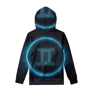 Blue Gemini Zodiac Sign Print Pullover Hoodie