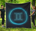 Blue Gemini Zodiac Sign Print Quilt