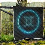 Blue Gemini Zodiac Sign Print Quilt