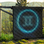 Blue Gemini Zodiac Sign Print Quilt