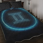 Blue Gemini Zodiac Sign Print Quilt Bed Set