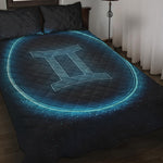 Blue Gemini Zodiac Sign Print Quilt Bed Set