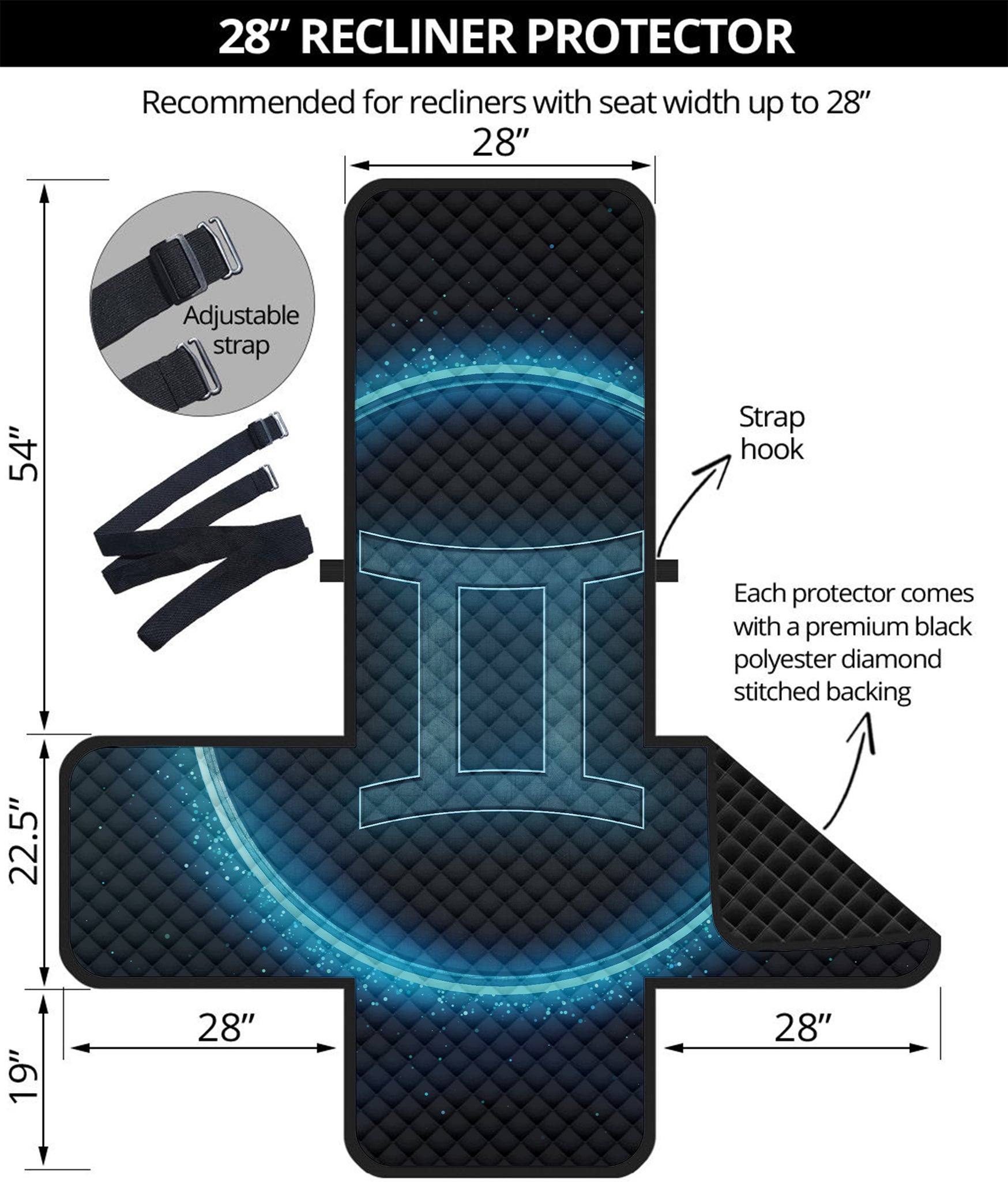 Blue Gemini Zodiac Sign Print Recliner Protector