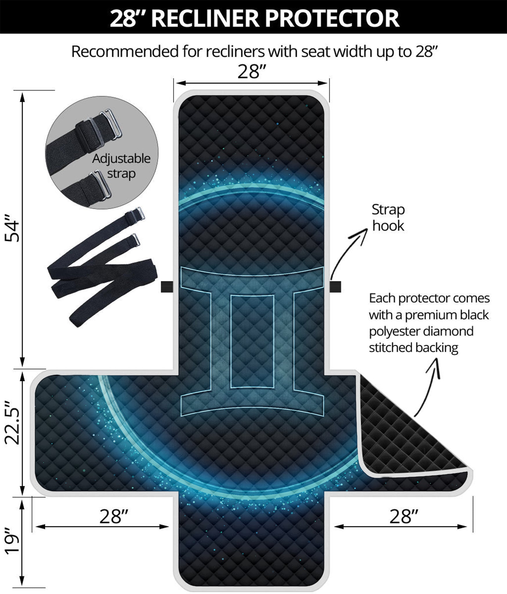 Blue Gemini Zodiac Sign Print Recliner Protector