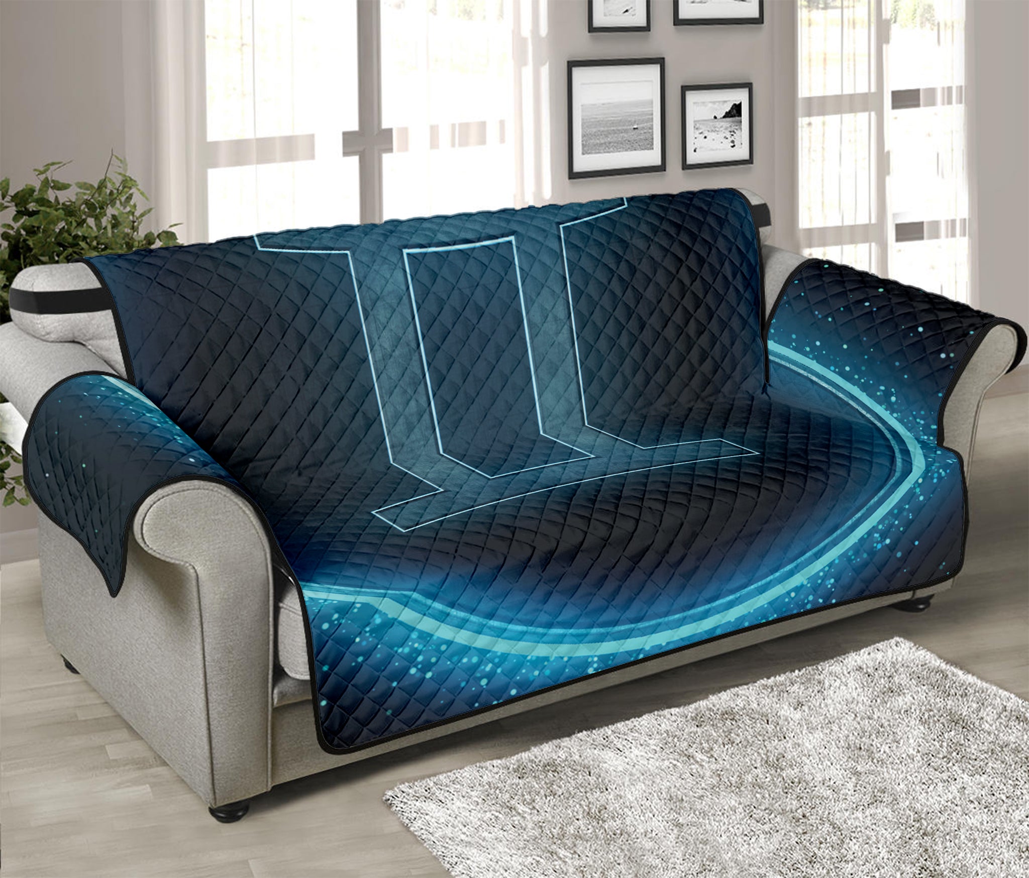 Blue Gemini Zodiac Sign Print Sofa Protector