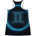 Blue Gemini Zodiac Sign Print Women's Racerback Tank Top