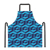 Blue Geometric Cube Shape Pattern Print Apron