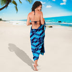 Blue Geometric Cube Shape Pattern Print Beach Sarong Wrap
