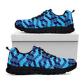 Blue Geometric Cube Shape Pattern Print Black Running Shoes