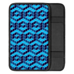 Blue Geometric Cube Shape Pattern Print Car Center Console Cover