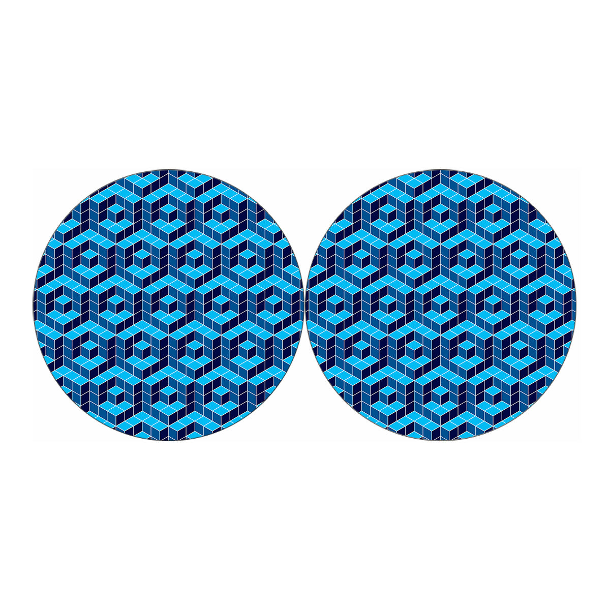 Blue Geometric Cube Shape Pattern Print Car Coasters