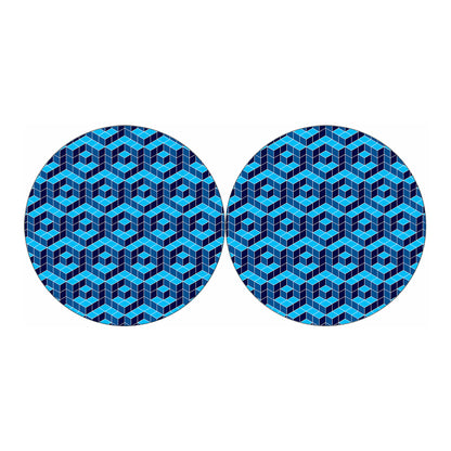 Blue Geometric Cube Shape Pattern Print Car Coasters