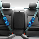 Blue Geometric Cube Shape Pattern Print Car Seat Belt Covers