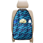 Blue Geometric Cube Shape Pattern Print Car Seat Organizers