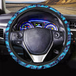 Blue Geometric Cube Shape Pattern Print Car Steering Wheel Cover