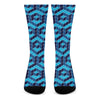 Blue Geometric Cube Shape Pattern Print Crew Socks