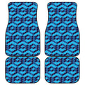Blue Geometric Cube Shape Pattern Print Front and Back Car Floor Mats