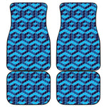 Blue Geometric Cube Shape Pattern Print Front and Back Car Floor Mats