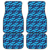 Blue Geometric Cube Shape Pattern Print Front and Back Car Floor Mats