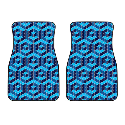 Blue Geometric Cube Shape Pattern Print Front Car Floor Mats