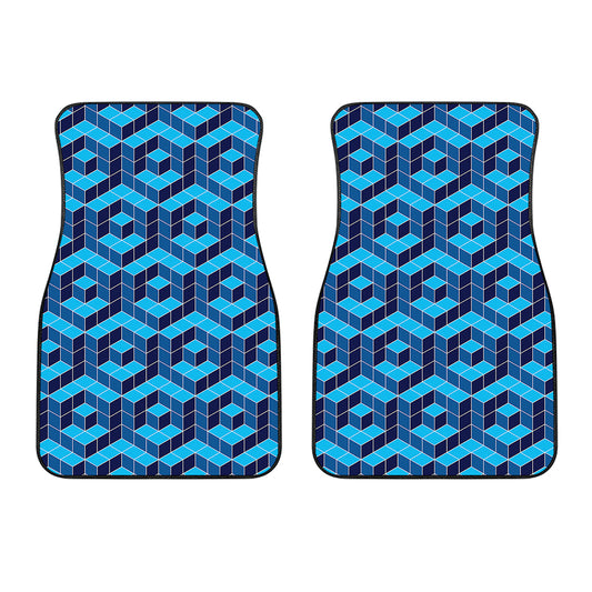 Blue Geometric Cube Shape Pattern Print Front Car Floor Mats