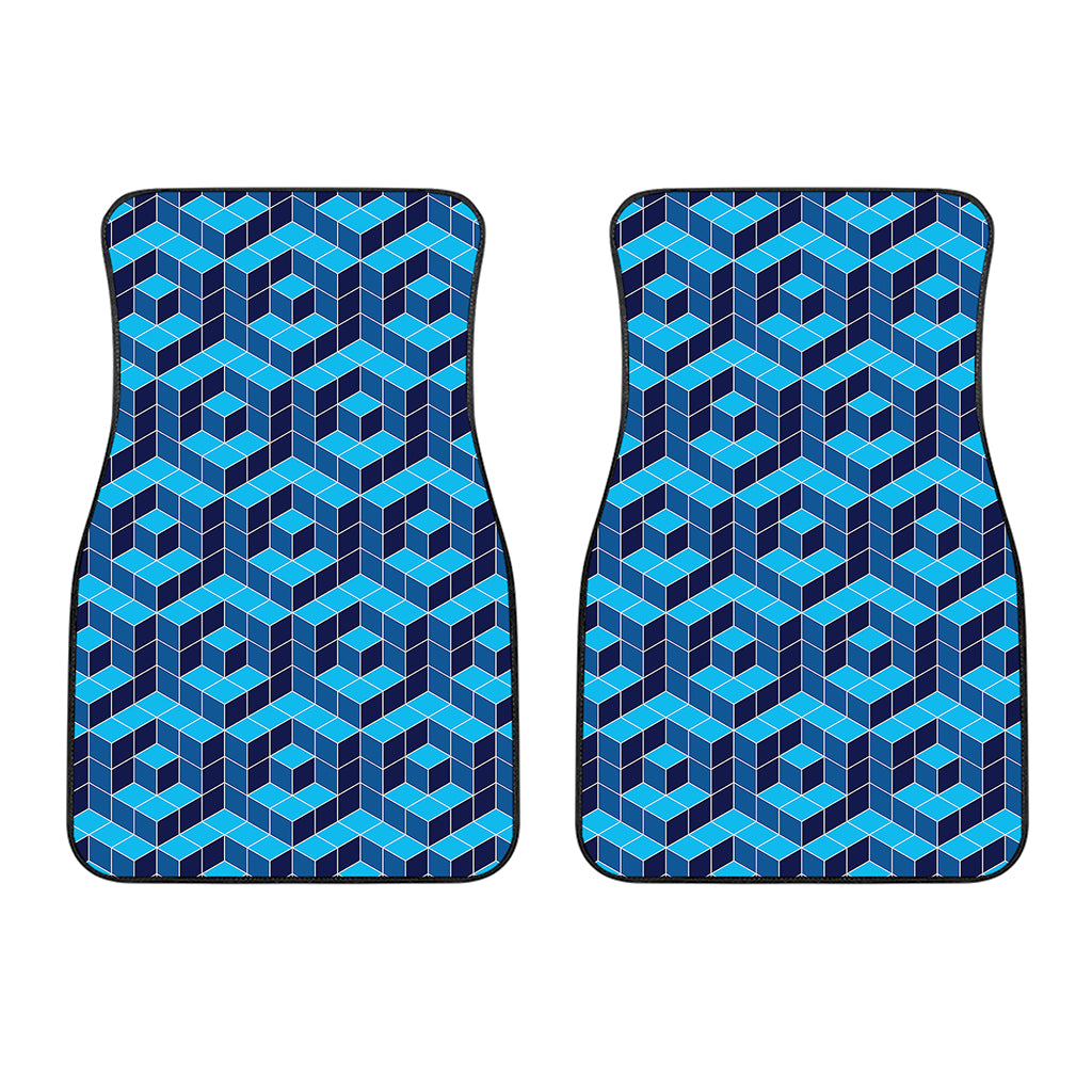 Blue Geometric Cube Shape Pattern Print Front Car Floor Mats