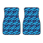 Blue Geometric Cube Shape Pattern Print Front Car Floor Mats