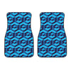 Blue Geometric Cube Shape Pattern Print Front Car Floor Mats