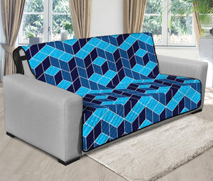 Blue Geometric Cube Shape Pattern Print Futon Protector