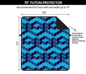 Blue Geometric Cube Shape Pattern Print Futon Protector