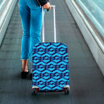 Blue Geometric Cube Shape Pattern Print Luggage Cover