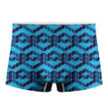 Blue Geometric Cube Shape Pattern Print Men's Boxer Briefs