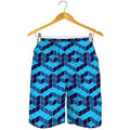 Blue Geometric Cube Shape Pattern Print Men's Shorts
