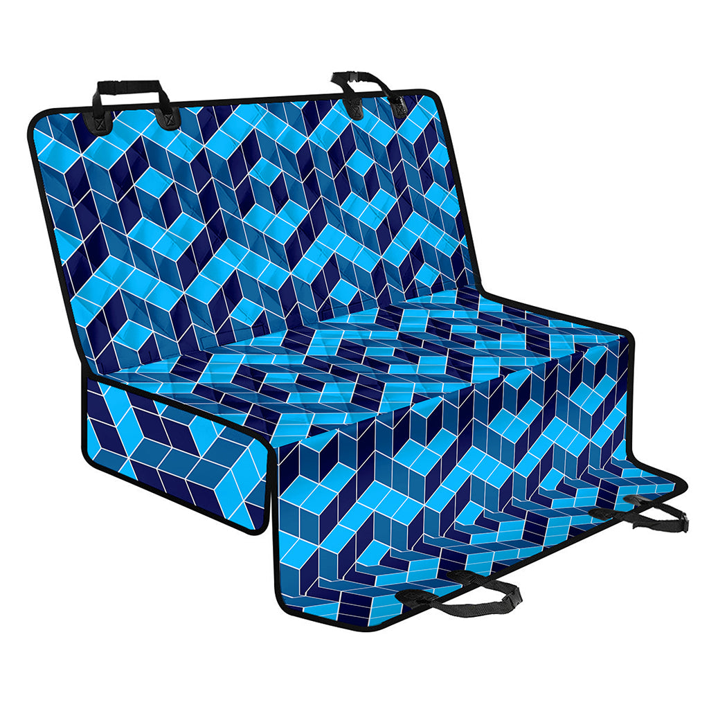 Blue Geometric Cube Shape Pattern Print Pet Car Back Seat Cover