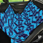 Blue Geometric Cube Shape Pattern Print Pet Car Back Seat Cover