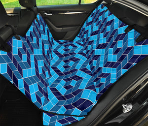 Blue Geometric Cube Shape Pattern Print Pet Car Back Seat Cover