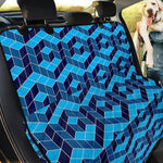 Blue Geometric Cube Shape Pattern Print Pet Car Back Seat Cover