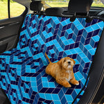 Blue Geometric Cube Shape Pattern Print Pet Car Back Seat Cover