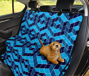 Blue Geometric Cube Shape Pattern Print Pet Car Back Seat Cover