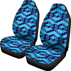 Blue Geometric Cube Shape Pattern Print Universal Fit Car Seat Covers