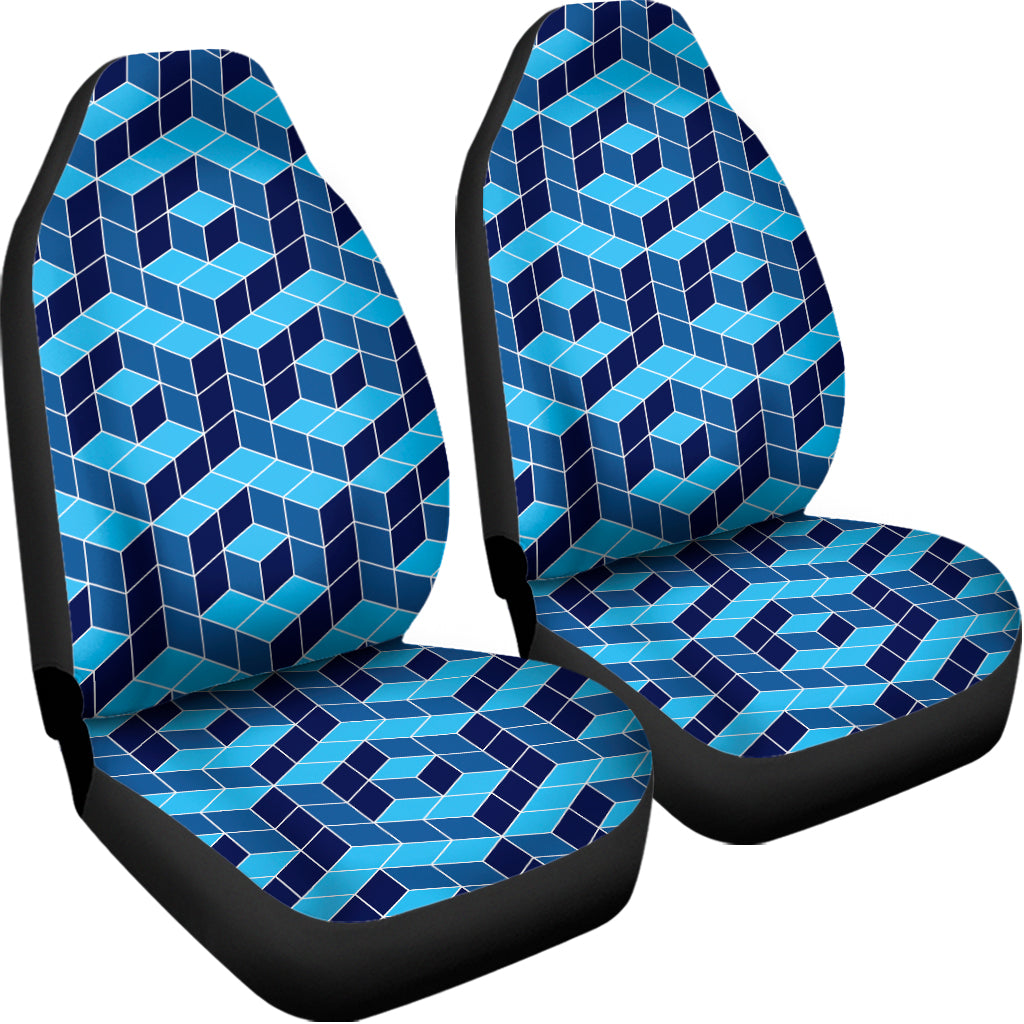 Blue Geometric Cube Shape Pattern Print Universal Fit Car Seat Covers