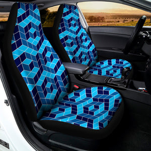 Blue Geometric Cube Shape Pattern Print Universal Fit Car Seat Covers