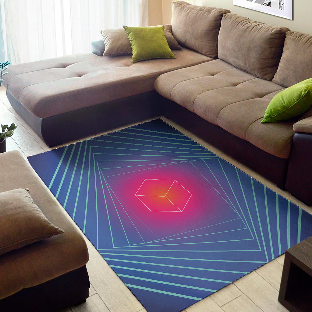 Blue Geometric EDM Light Print Area Rug