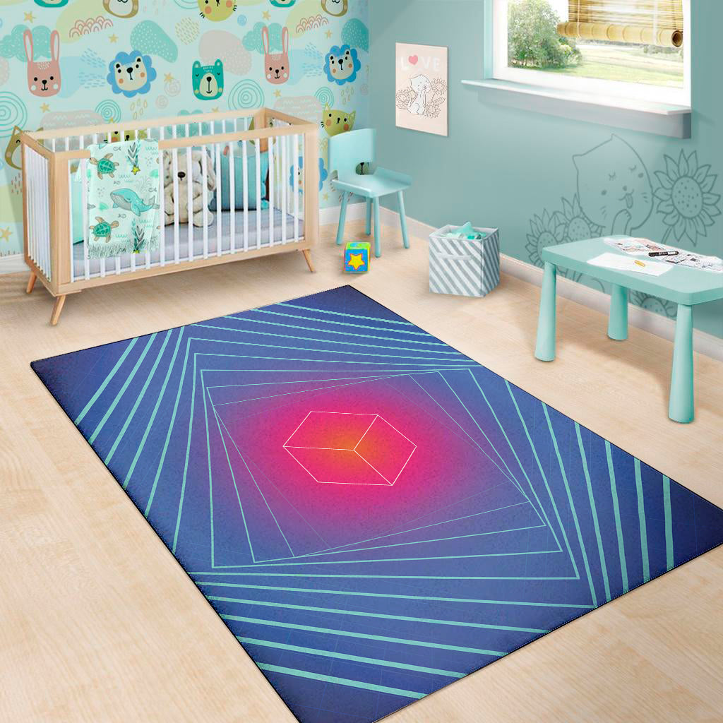 Blue Geometric EDM Light Print Area Rug