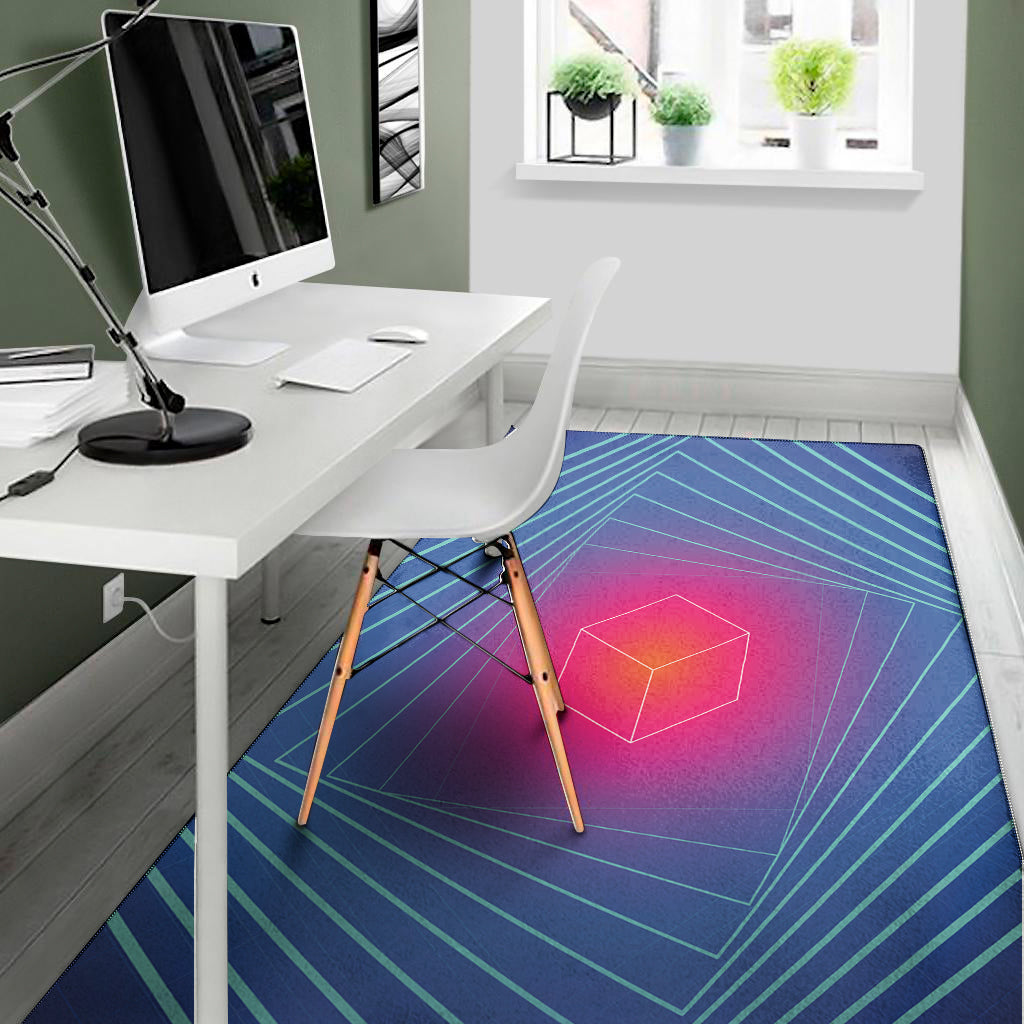 Blue Geometric EDM Light Print Area Rug