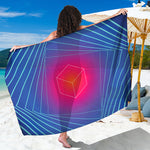 Blue Geometric EDM Light Print Beach Sarong Wrap